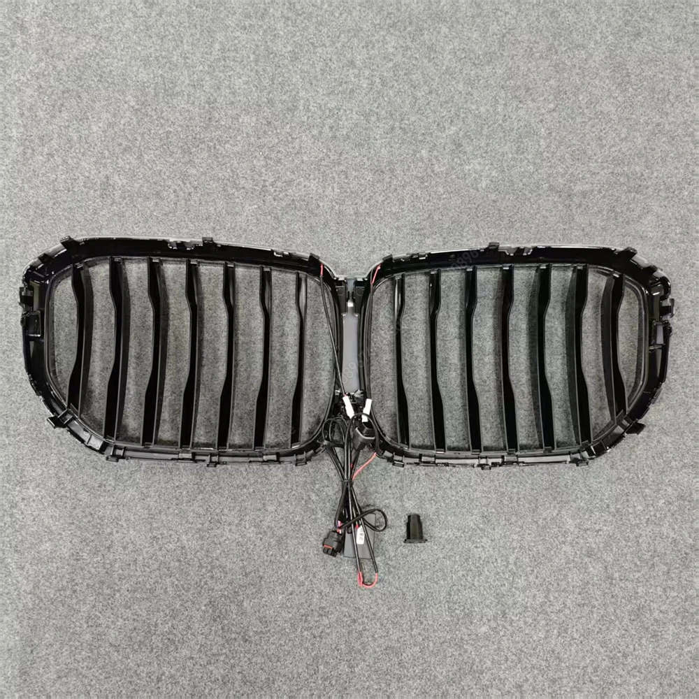 BMW X5 G05 M50i M50d xDrive30d 40i 40d 45e 프리-LCI 2018-2023용 자동차 전면 범퍼 레이싱 그릴 LED 싱글 라인 글로우 블랙 그릴