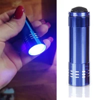 Mini 9 LED UV Light Lamp Flashlight UV Gel Adhesive Glue Curing Lamp Light Handheld Nail Dryer UV Flashlights Detector Nail Tool 2