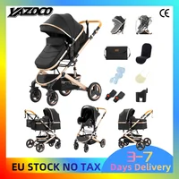 Poussette Bébé Luxe 3-en-1 Portable, Landau de Voyage Pliant, Cadre en Aluminium, Siège Élevé pour Nouveau-né 1