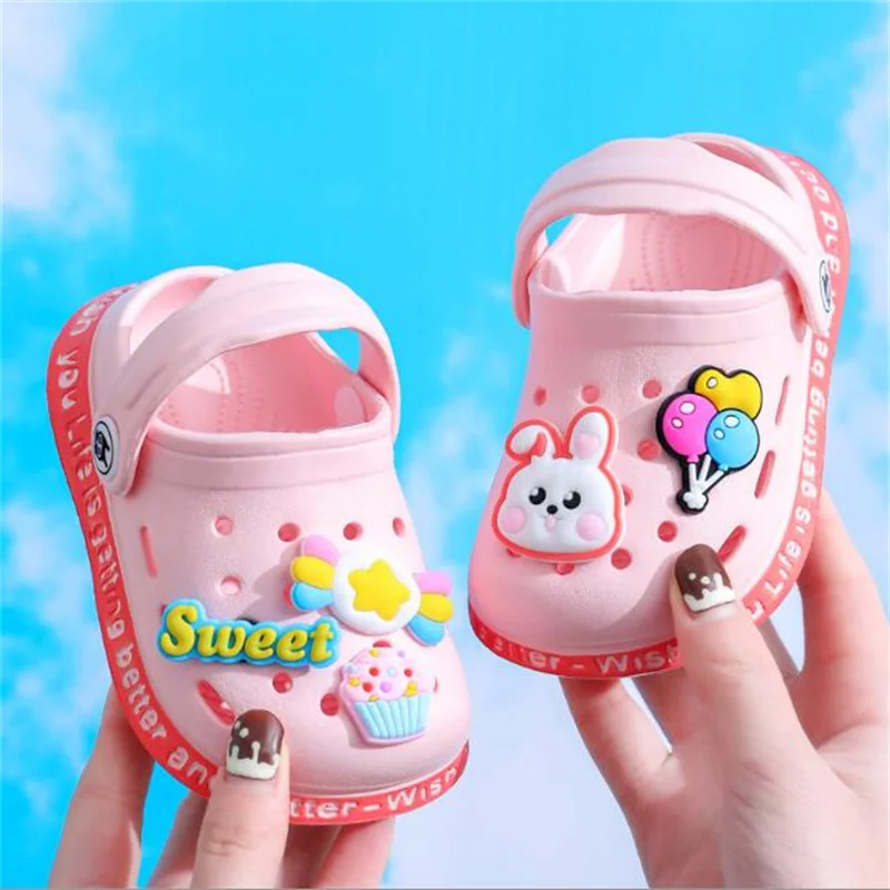 Hot Sandals Summer 2023 Girls Non - Slip Beach Shoes Little Boys Baby Casual Flat Clogs Soft Sole Cute Balloon Rabbit Pattern