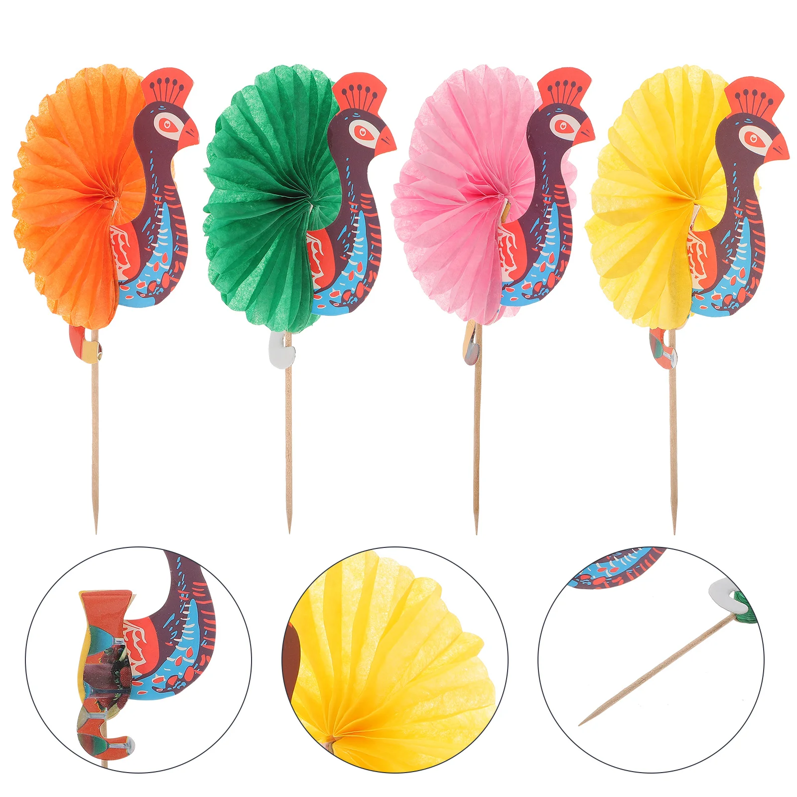 

Creative Cocktail Toppers Decorative Fruit Toothpicks Peacock Cocktail Decoration Fruit Stick (Assorted Color)