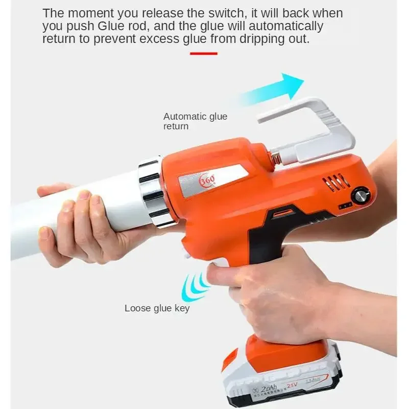Electric Cordless Caulking Guns Portable Glass Hard Rubber Sealant Gun Handheld Rechargeable Glue Gun With Battery 21V 3
