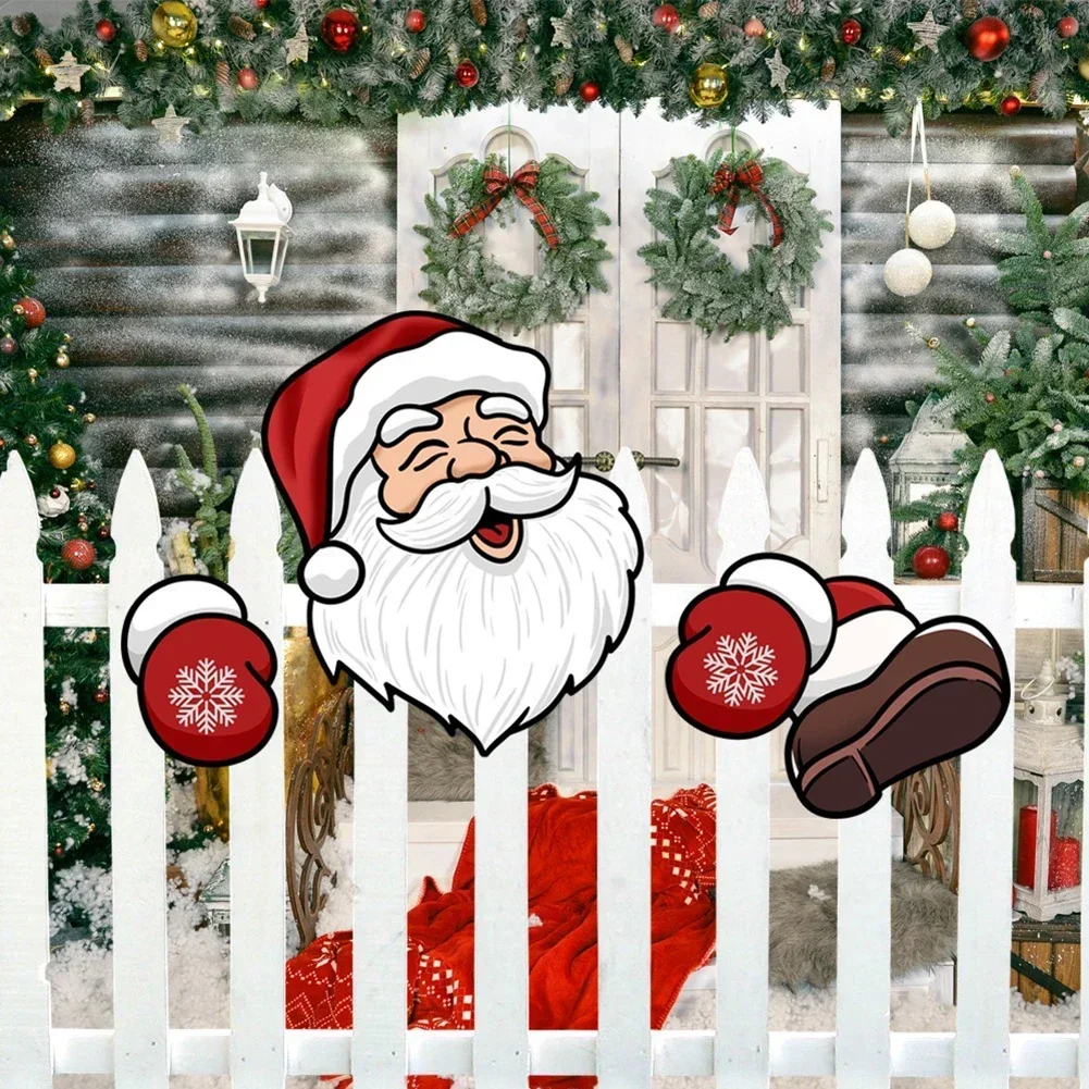 thumbnail image 1 of Decoración navideña para vallas, bonitos tableros de plástico de Papá Noel, para festivales, para el hogar, el exterior y el jardín, para patios, vallas y decoraciones para césped, 1 of 4