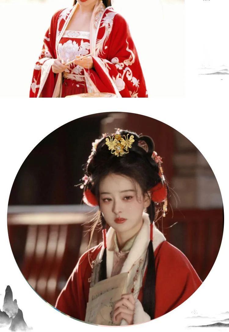 Coiffe dorée hanfu style ancien avec franges pour cheveux_voghion.com