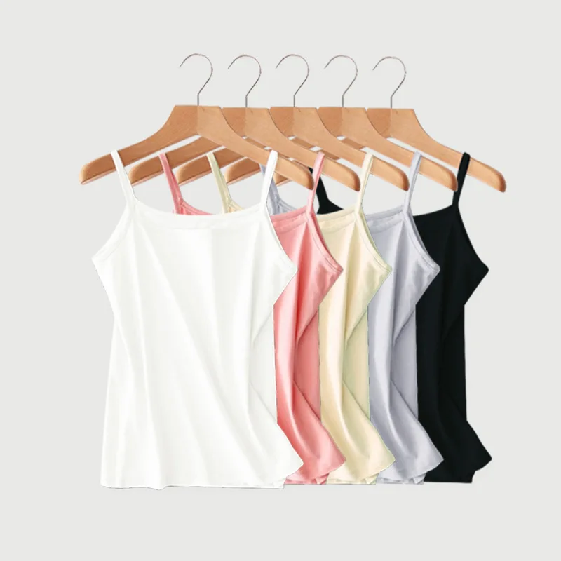 

White bottomed small Camisole for women wearing inside and outside in summer; Modal versatile sexy sleeveless top thin in summer
