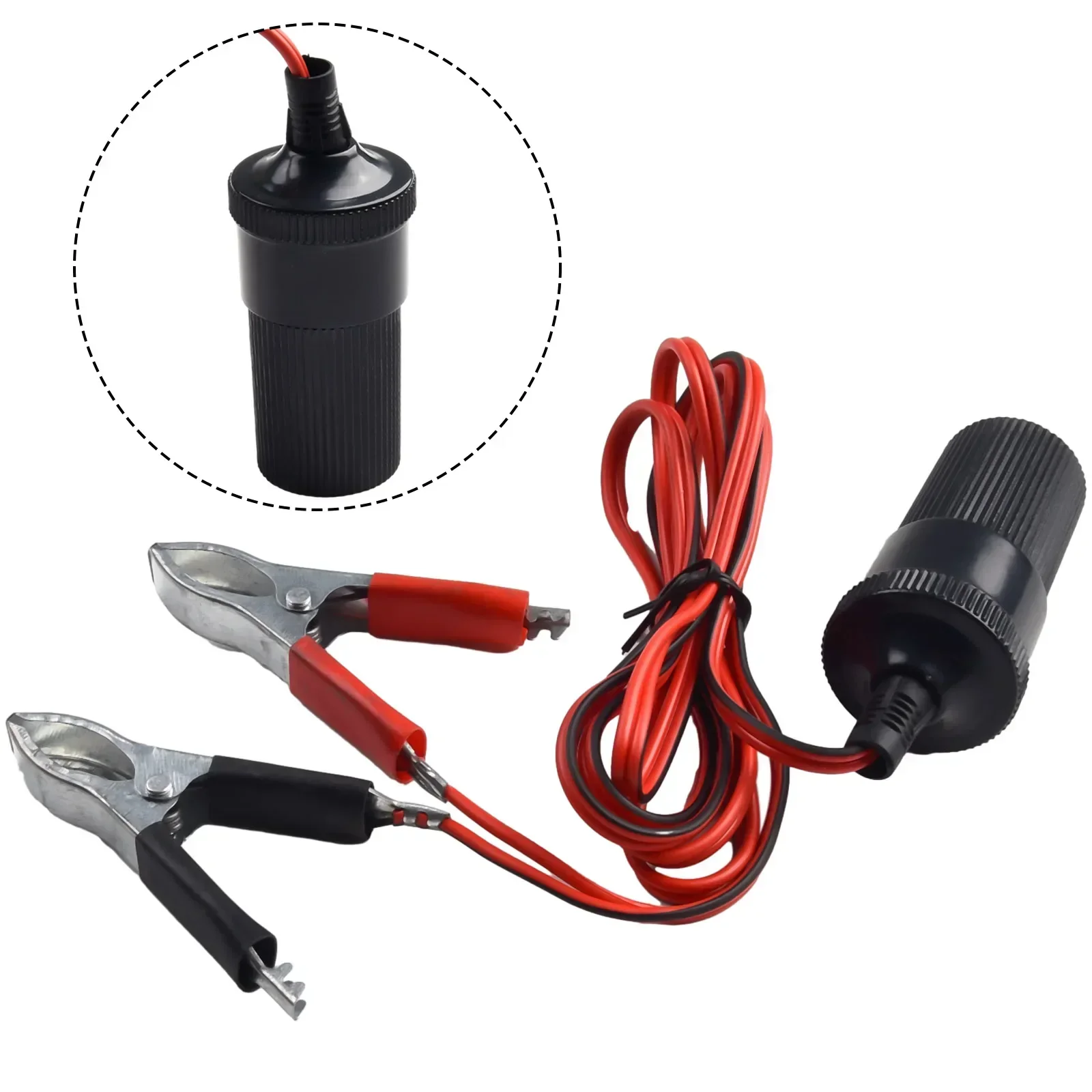 Pinces Batterie 12V Avec Prise Allume-cigare – Pour Voiture, Camping-car, Bateau – Longueur Câble 28 Cm - 8