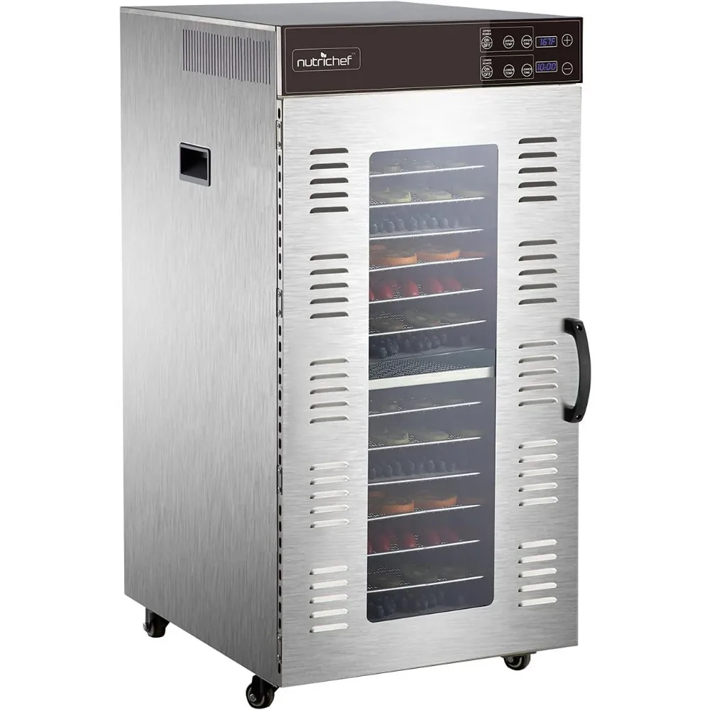 Commercial Electric Food Dehydrator Machine 20 Shelf Extra Large Capacity-Stainless Steel Trays 2000-Watts, Digital Timer