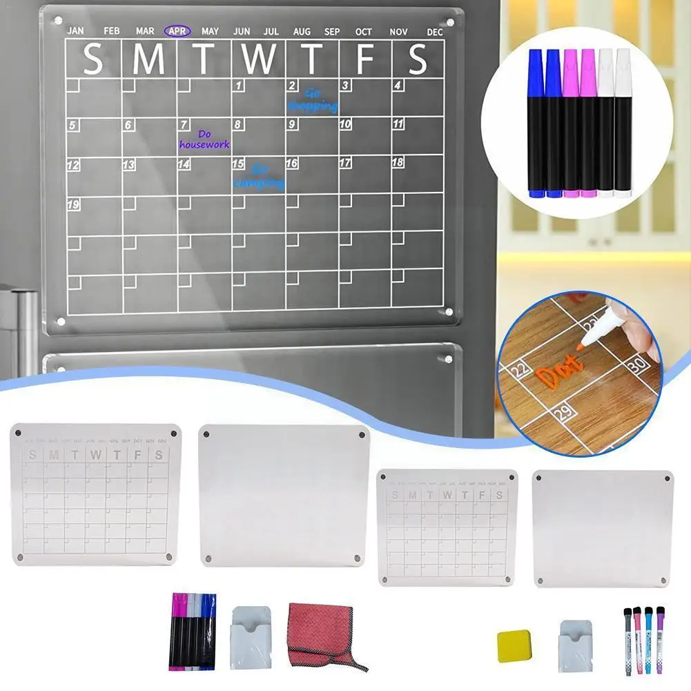 

Magnetic Acrylic Board For The Refrigerator Daily Weekly Monthly Planner Marker Board Dry Erase Magnetic Calendar Memo Boar H1L9