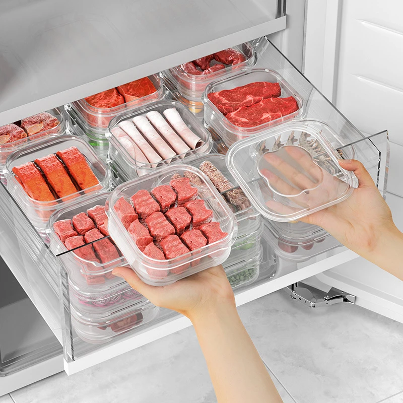 

Refrigerator Storage Box Fridge Organizer Meat Fruit Vegetable Food Container Sealed Fresh Box With Lid Kitchen Accessories