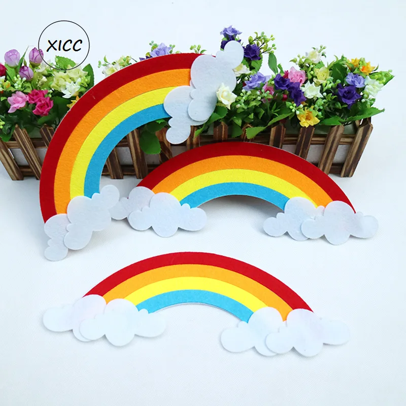 

15x38cm Rainbow Cloud Nonwoven Felt Fabric Kindergarten Children DIY Handmade Environment Wall Decoration Blackboard Sticker