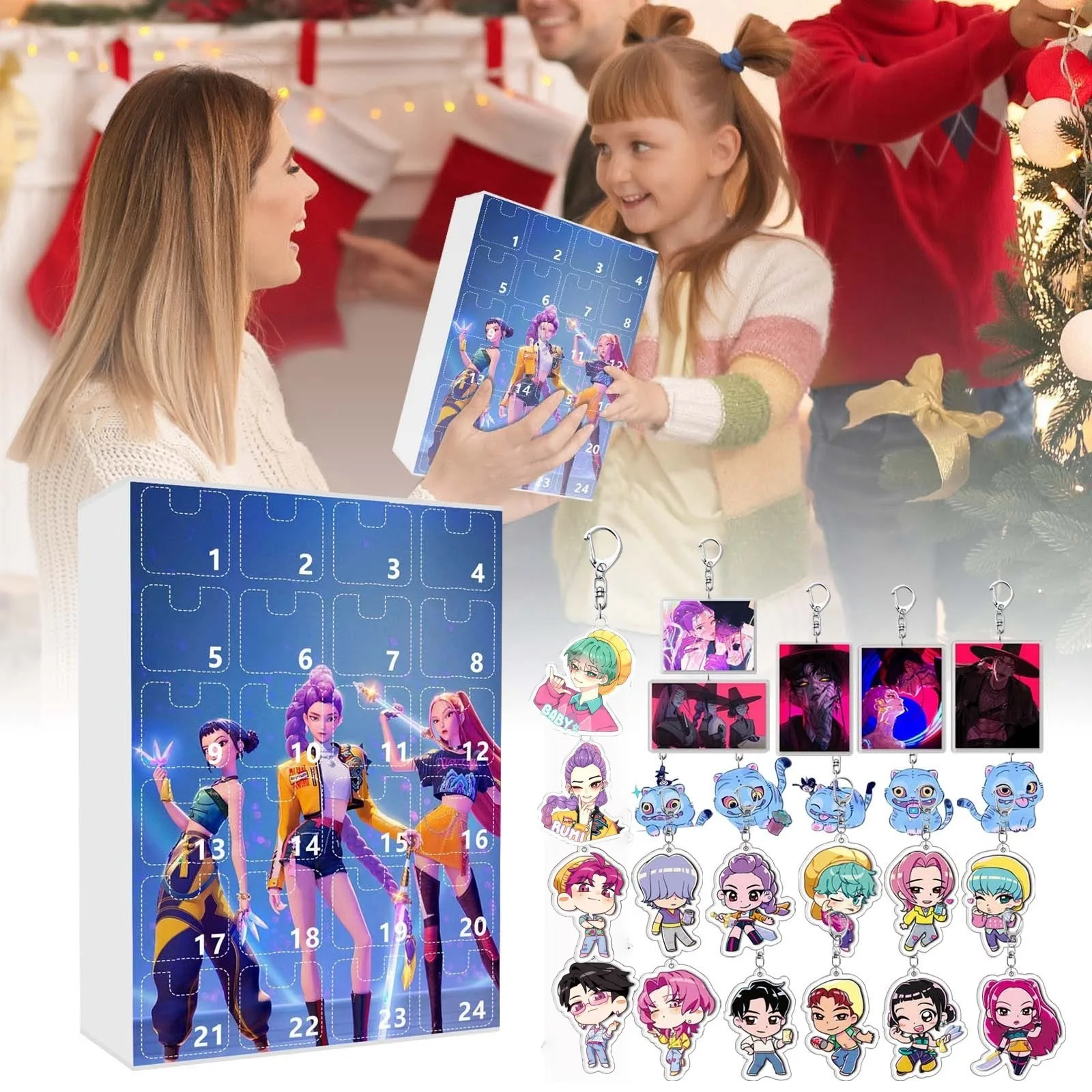 Calendrier De L'Avent 2025 Huntrix - 24 Porte-clés 2D Kpop De-Demon Hunters, Figurines Collection