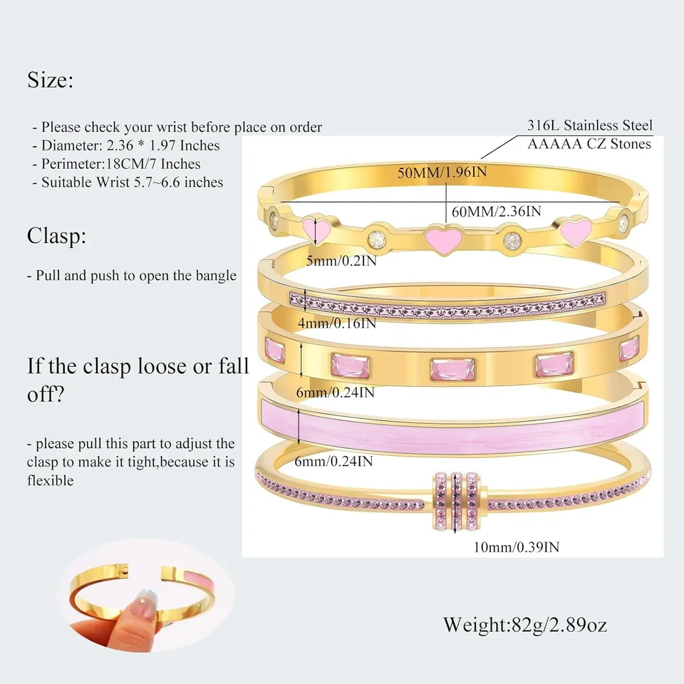 Women's Stackable Gold Bracelets Set - 18K Gold Plated Bangle & Cubic Zirconia Tennis Bracelet Gift