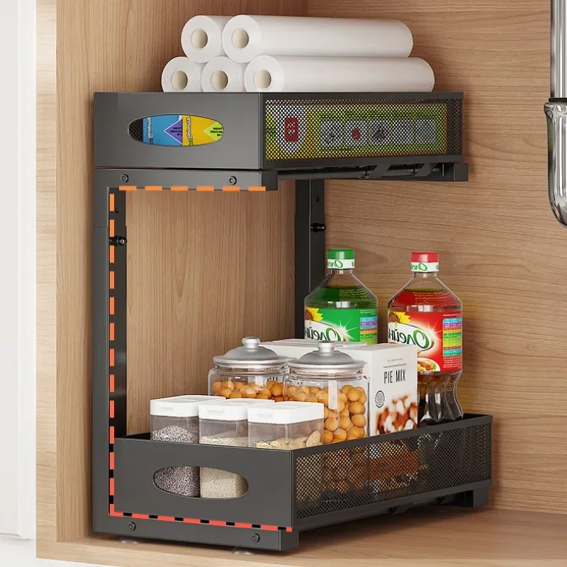 Under Sink Organizers and Storage, Adjustable 2 Tier Metal Pull out Cabinet Organizer for Bathroom, Kitchen, Pantry 2