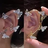 Design Hollow Butterfly Earrings Fashion Exquisite Single Ear Hook Women Girls Metal Rhinestones Ear Cuff Crystal Jewelry Gift 1