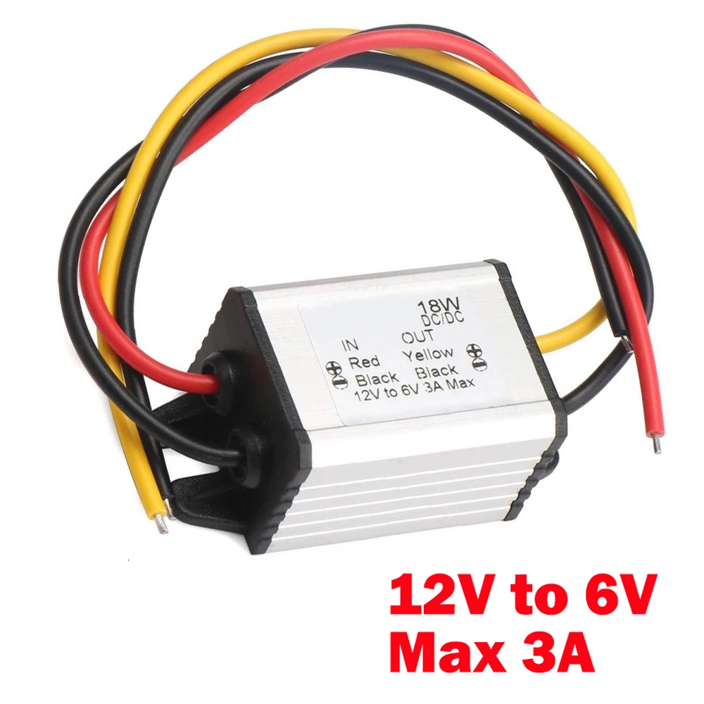 

Car Power Buck Converter 12 V to 6 V 3A 18W DC DC Voltage Regulator High Efficiency Water Converter Step Down Volt Power Module