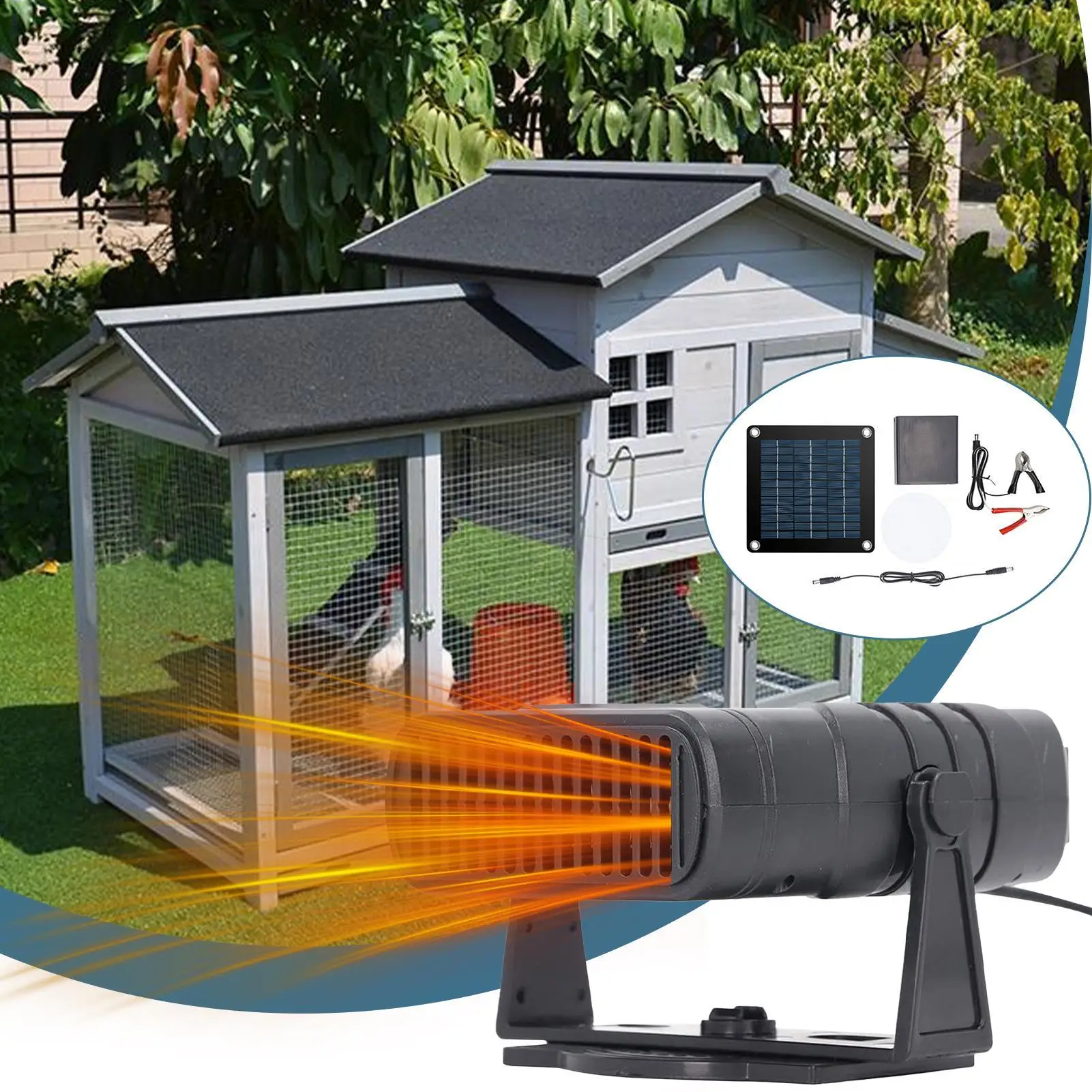 Heater For Chicken Coop 20W Compact Wind Gear Warmer Solar Powered Pet House Heaters For Home Car Greenhouse Kitten Puppy Small