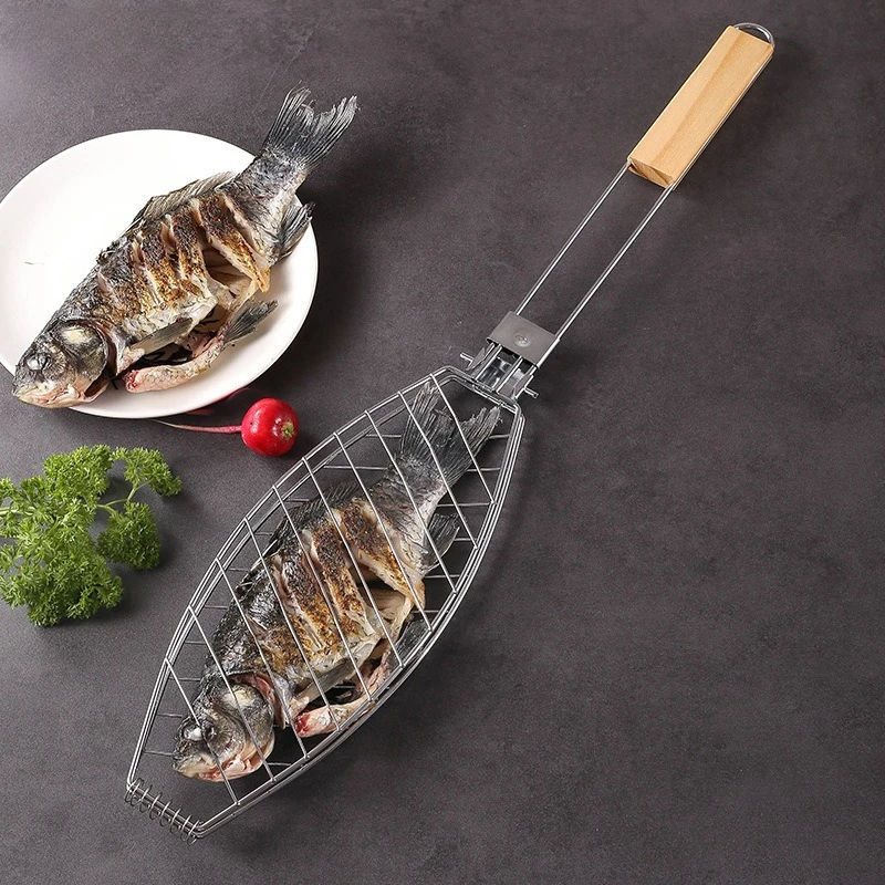 Grilled Fish Clip Removable Bbq Grill Net Home Multifunctional Burger Clip Grilled Fish Anti-scald Grill Tool