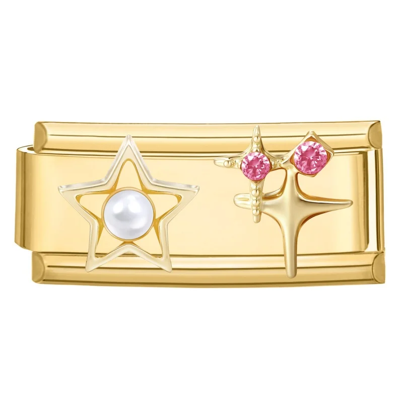 Charming Gold-Tone Sweet Flowers & Butterfly Heart Bracelet