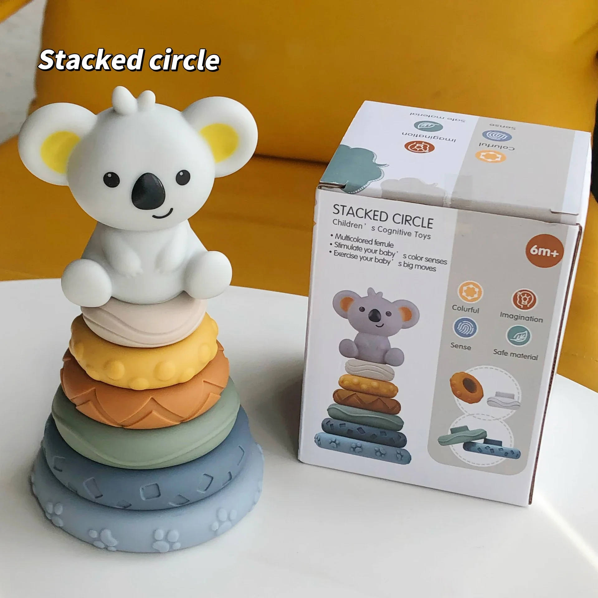 Stacking Rattles Block Toy Soft Silicone Soft Cubes Stacking Tower Bath Teether Rattles ...