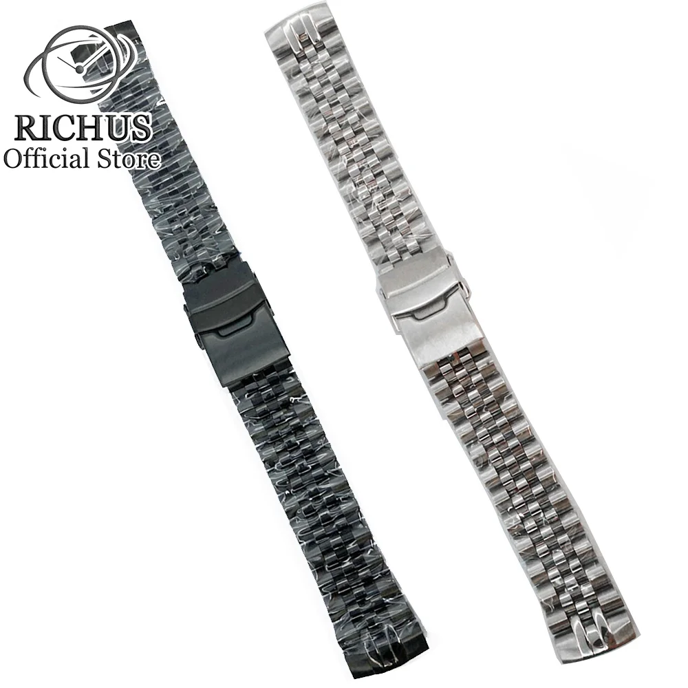 

20mm Brushed Silver Black PVD ​Bracele Silver 904L Strap ​Fit Watches Case Accessories Parts
