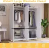 NEW 4 Doors Armoire Wardrobe Closet with Mirror, Wooden Bedroom Armoires with Hanging Rod, Freestanding Wardrobe Cabinet 4