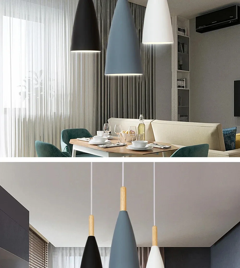 Description Picture 6 of itemSimple Wooden LED Pendant Light Macaroon Lamp For Living Room Dining Room Bedroom Dining Table Indoor Decor Lighting Fixture