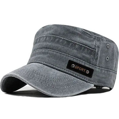 Frühling Sommer und Herbst Herren neue waschbare Baumwolle Flat Top sonnenbeständige Militärmütze – Detail 2