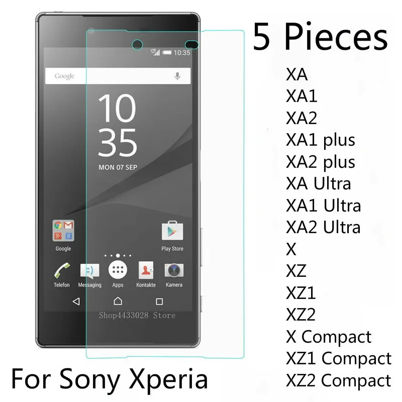 

5 PCS Tempered Glass For Sony Xperia XA XA1 XA2 Plus Ultra Screen Protector For Sony X XZ XZ1 XZ2 Compact Protective Film Glass
