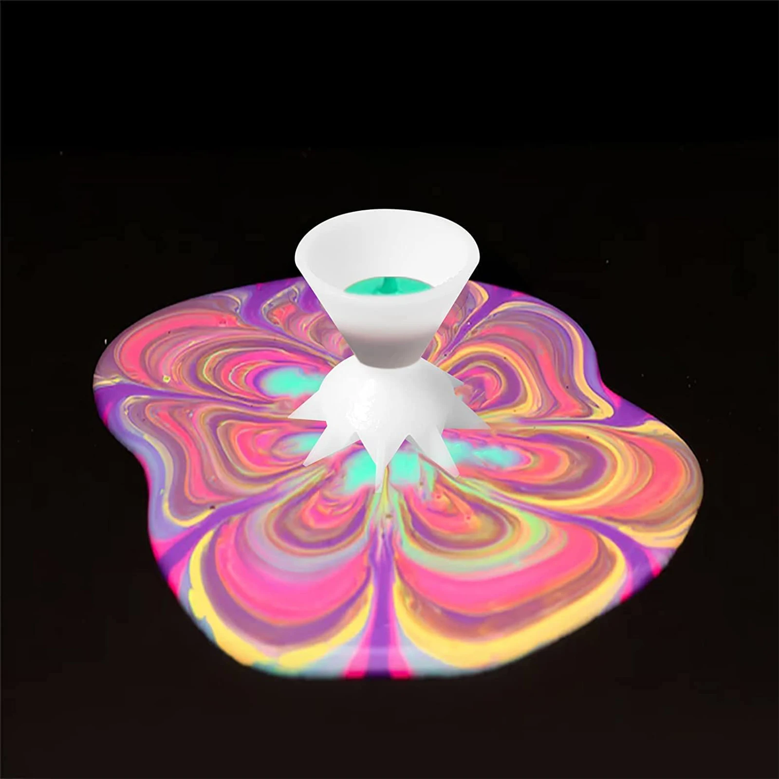 Reusable Split Cups for Paint Pouring Funnel, Acrylic Paint Cups, Flower Pattern, 2Pcs