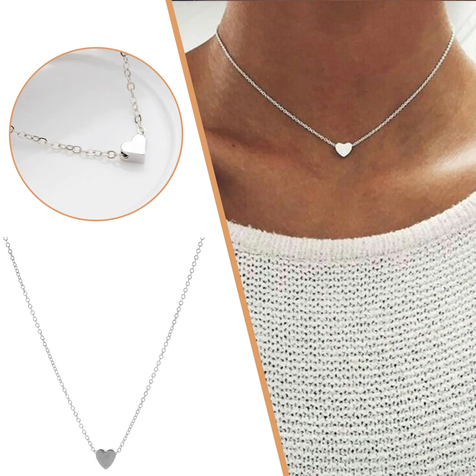 

Женское серебряное ожерелье до ключиц, 1 шт.