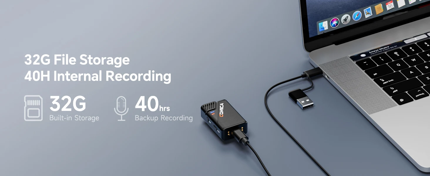 BooMax Dual-channel Wireless Lavalier Microphone AI Denoise 32-bit Float Interna