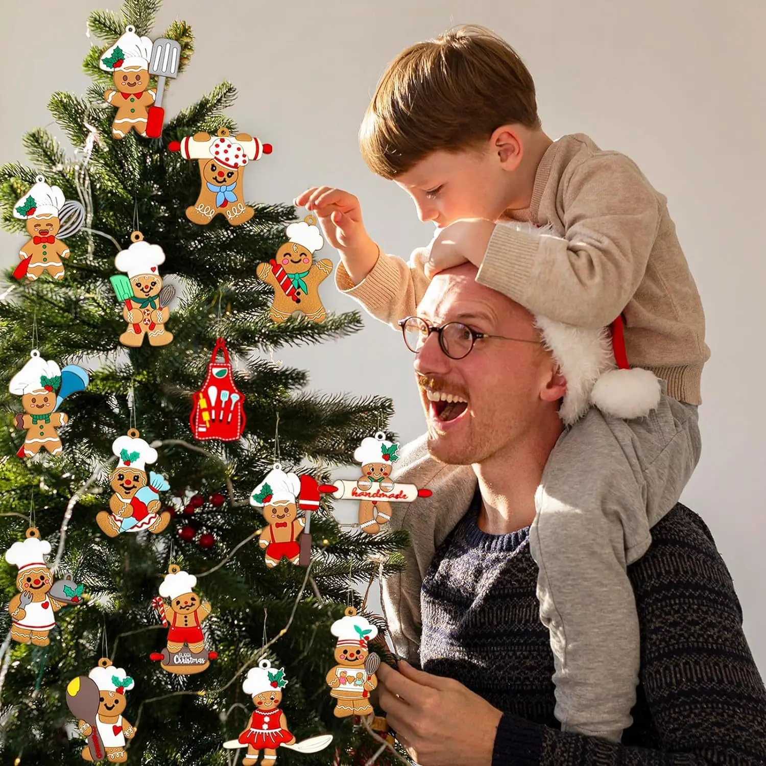 15pcs Christmas Wooden Gingerbread Man Ornaments Merry Christmas Decoration Xmas Tree Hanging Pendant Navidad Gift New Year Noel