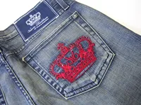 Y2k Vintage années 2000 couronne poche broderie Jean pantalon Denim décontracté taille haute droite jambe large Jean Harajuku rétro jean évasé 4