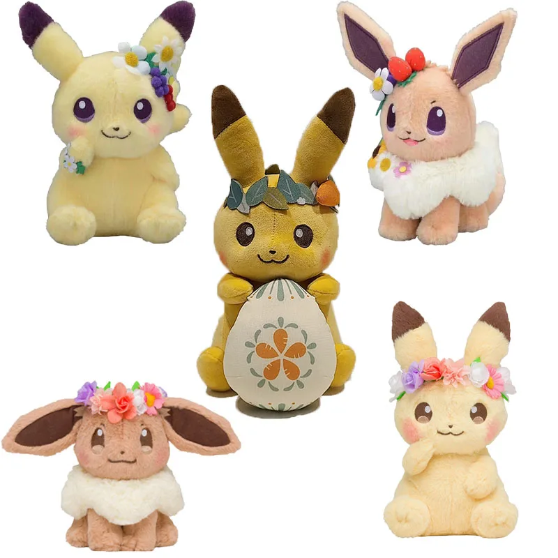 

Easter Pokemon Plush Toys Pikachu Plushie Eevee Throw Pillow Anime Cartoon Pet Elf Stuffed Doll Cute Home Decor Christmas Gifts