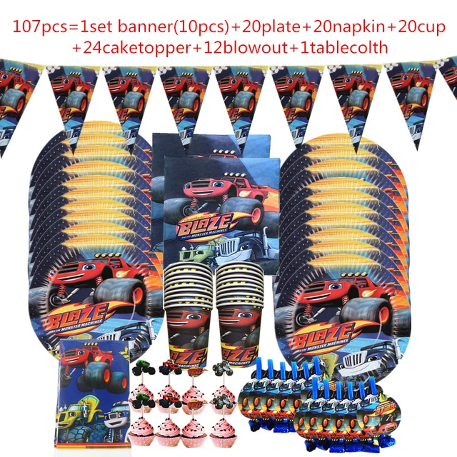 Novo blaze monster balões carro dos desenhos animados menino feliz  aniversário festa decoração suprimentos máquinas de corrida racecar suv  brinquedo chuveiro do bebê - AliExpress