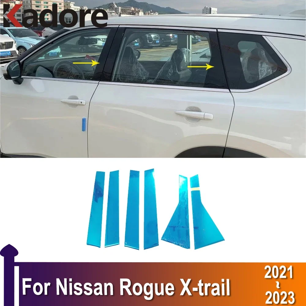 

Крышка для окон Nissan Rogue X-trail 2021 2022 2023, Центральная отделка столба, Стайлинг автомобиля, внешние аксессуары из нержавеющей стали