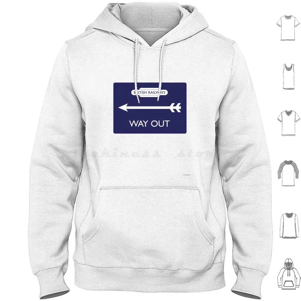 Way Out Railway Sign British Rail Totem Felpe Con Cappuccio Manica Lunga Way Out Railway Sign Totem Hotdog Regions Treni