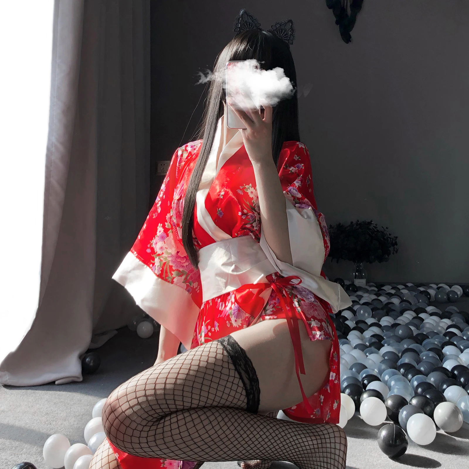 Sexy Sakura Kimono Lovely Japanese Uniform Robe Floral Bathrobe Short Kimono Night Bathrobe for Women women sleepwear