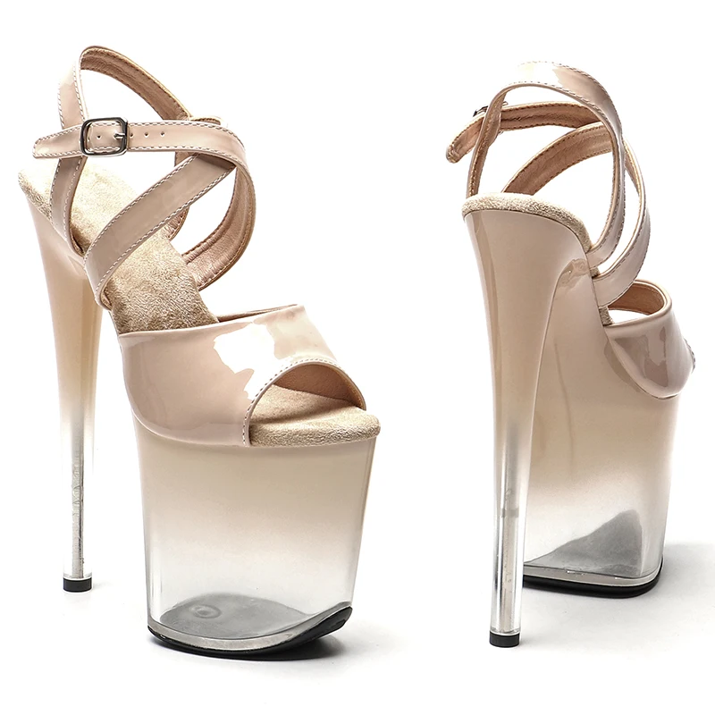 Leecabe  8Inch/20cm  Patent PU Women's Platform Sandals  party High Heels Shoes Pole Dance Shoes