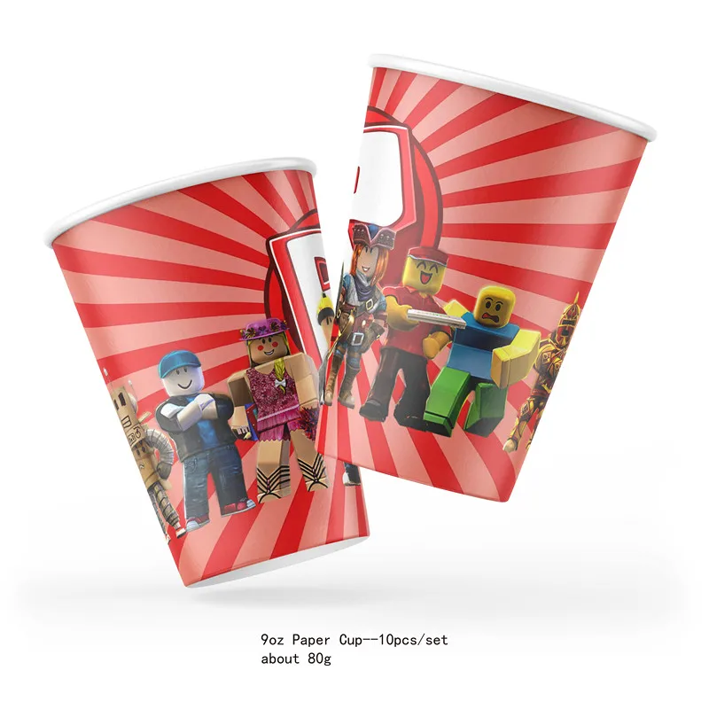 Roblox Party Supplies Tableware Set Paper Plate Cup Straw Latex Balloon Decoration for Roblox Game Birthday Baby Shower