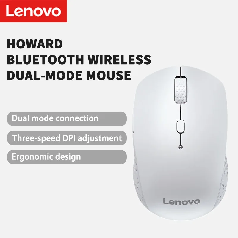 Lenovo Howard bluetooth Wireless Dual-mode Mouse Easy to Carry Office Mouse Silent Long Endurance Lightweight Design
