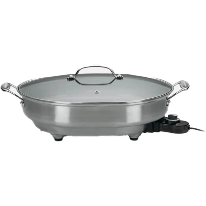 Cuisinart CSK-150 1500-Watt Nonstick Oval Electric Skillet,Brushed Stainless 18 IN
