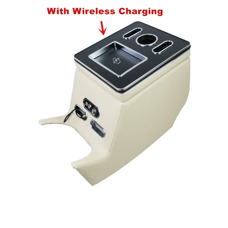 ABHAI Fit for Mercedes Benz V-Klasse V220 V260 V250 W447 2014-2023 Armsteun Opbergdoos Achter Leuning doos Mobiele Telefoon Opladen USB Hold (Color : A - 2 - V2 - Beige