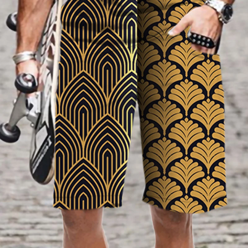 

Men's Shorts Streetwear Abstract Pattern Elastic Waist Comfortable Funny Man Fashion Swimming Cool Harajuku Mens Clothing Summer