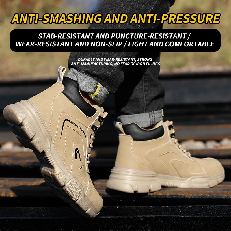 Safety Shoes Men Shoes Work Safety Shoes Men Safety Boots Anti-smash Anti-stab Work Shoes Sneakers Steel Toe Male Boot Indestructible