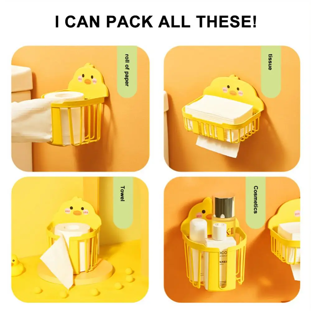 Wall Mounted Tissue Bins Little Yellow Duck Tissue Box Toilet Draw Paper Organizer Home Bedroom Bathroom Napkin Holder Container
