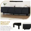 Modern TV Stand for 80"+ TV, 70" Wood TV Console with Arched Doors, Arch Entertainment Center with 2 Storage Cabinets 5