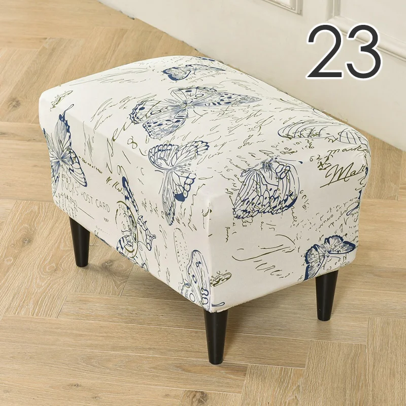 Ottoman Stool Covers Spandex Rectangle Stretch Stool Cover All-inclusive Footstool Sofa Footrest Slipcover Furniture Protector 6