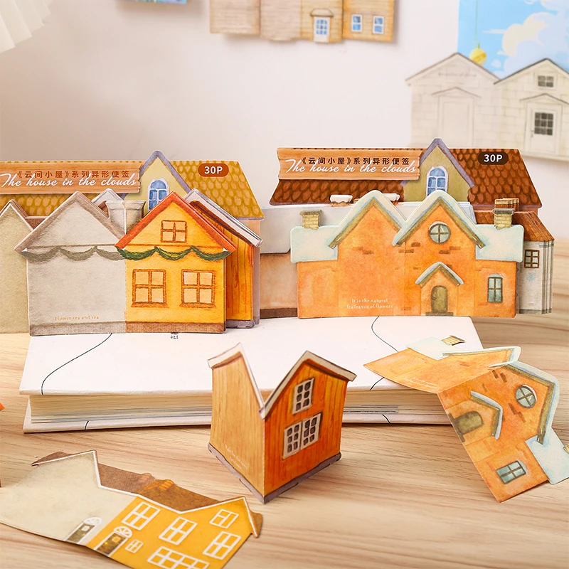 Journal GO 30sheets Cute Sweet House Sticky Notes Lovely Ins Message Paper Journal DIY Material Memo Pad School Stationery 5