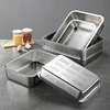 Thicken Kitchen Food Storage Drain Tray Rectangular Stainless Steel Pastry Bread Pan Vegetables Fruit Drainer Plate with Lid 2